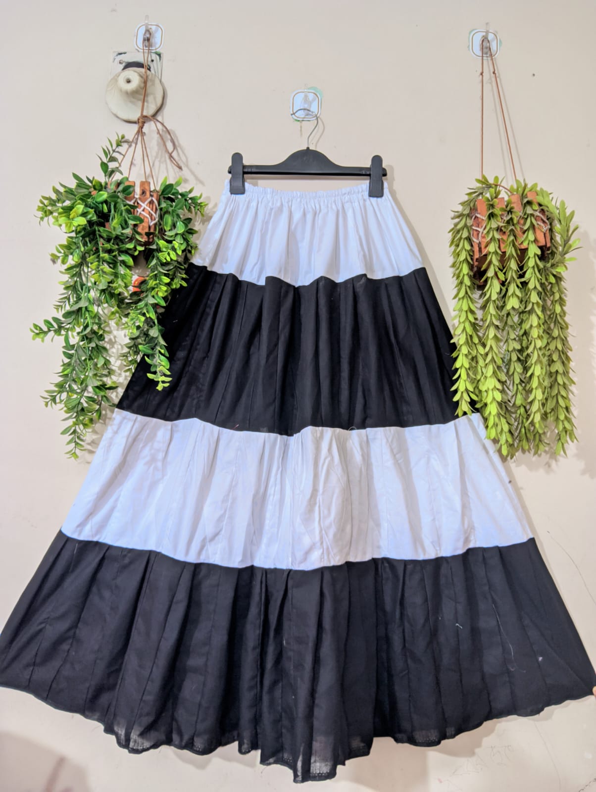 Black & White Color Block  PREMIUM LONG SKIRT